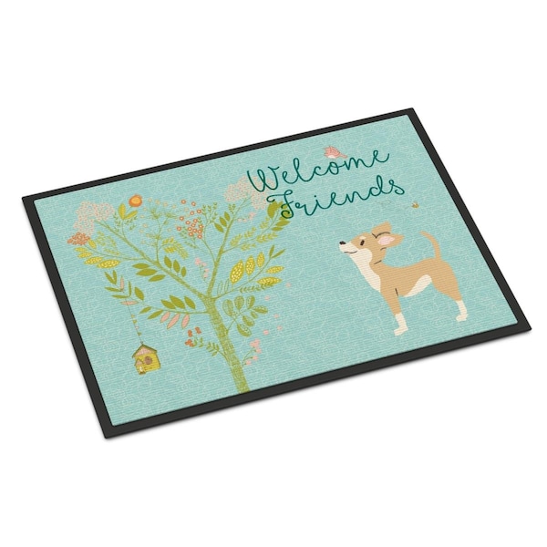 Carolines Treasures Welcome Friends Brown White Chihuahua Indoor or Outdoor Mat, 18 x 27 in. BB7628MAT - main